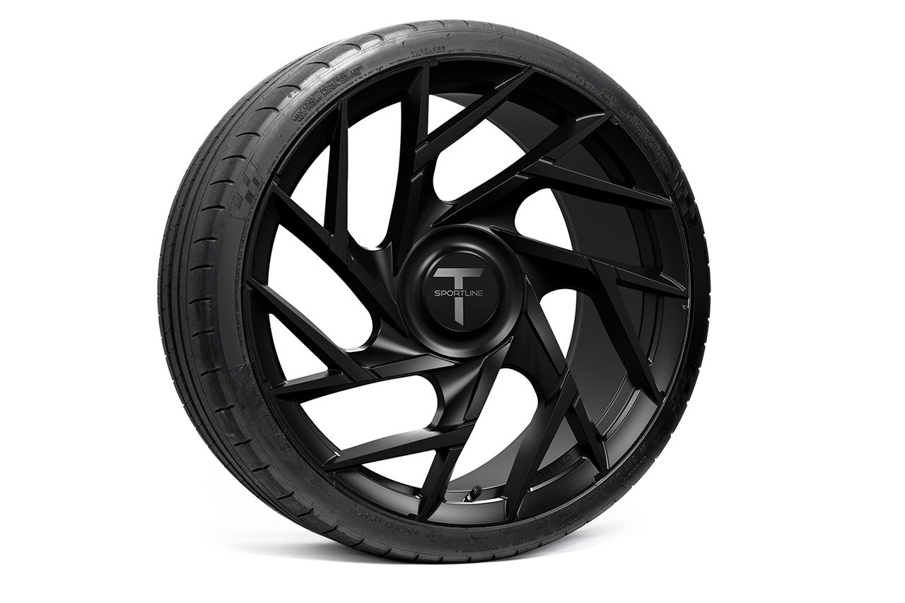 TS117D 21" Superwide Tesla Model S Plaid & Long Range Fully Forged Lightweight Tesla Wheels and Tire Packages