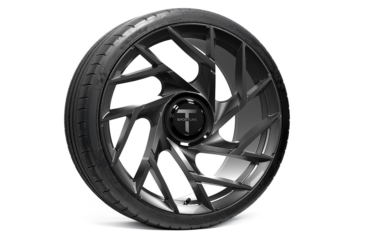 TS117D 21" Superwide Tesla Model S Plaid & Long Range Fully Forged Lightweight Tesla Wheels and Tire Packages