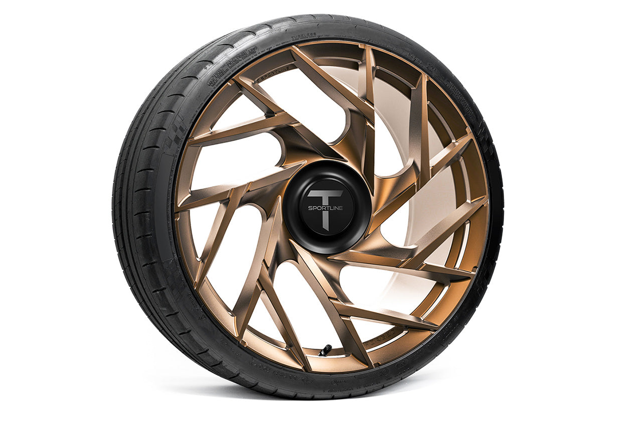 TS117D 21" Superwide Tesla Model S Plaid & Long Range Fully Forged Lightweight Tesla Wheels and Tire Packages