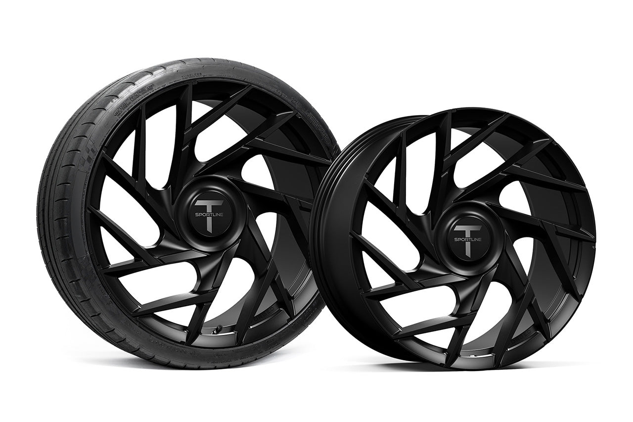 TS117D 21" Superwide Tesla Model S Plaid & Long Range Fully Forged Lightweight Tesla Wheels and Tire Packages