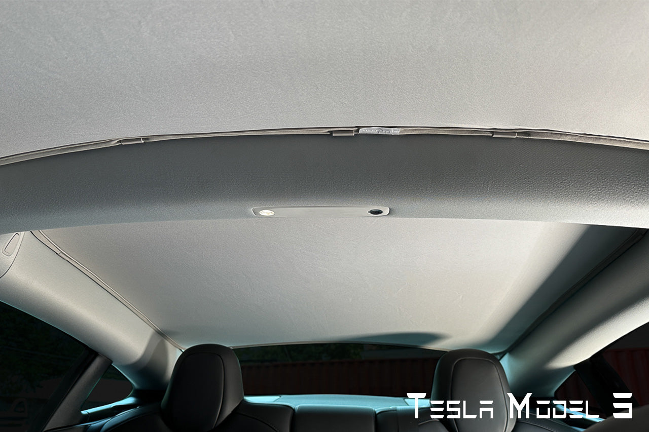 Tesla Model 3 Sunroof shades. Front, rear with reflective silver