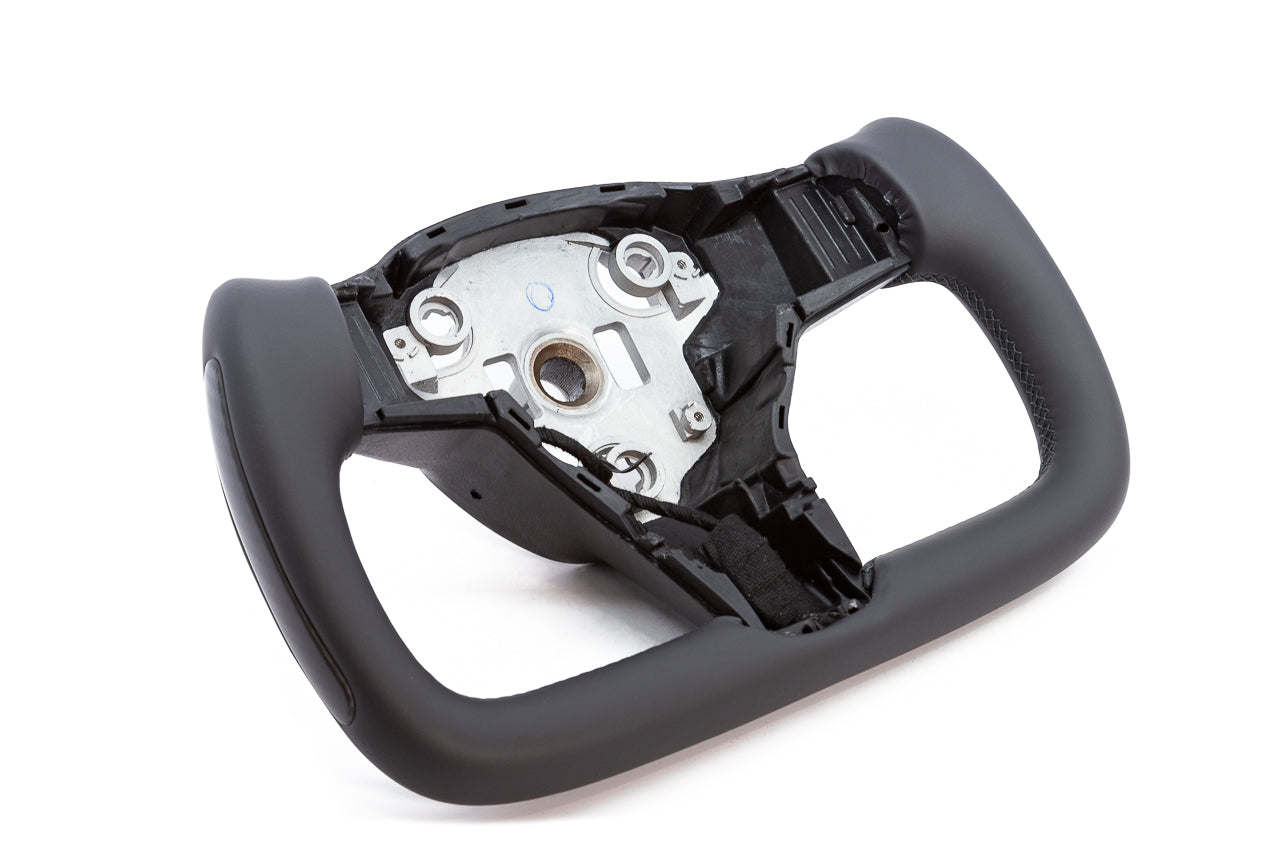 Tesla Model 3 / Y Premium Yoke Steering Wheel with Carbon Fiber or Stitched Leather & Heated Grips