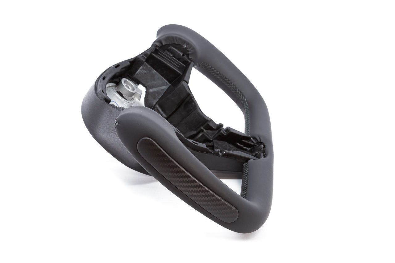 Tesla Model 3 / Y Premium Yoke Steering Wheel with Carbon Fiber or Stitched Leather & Heated Grips
