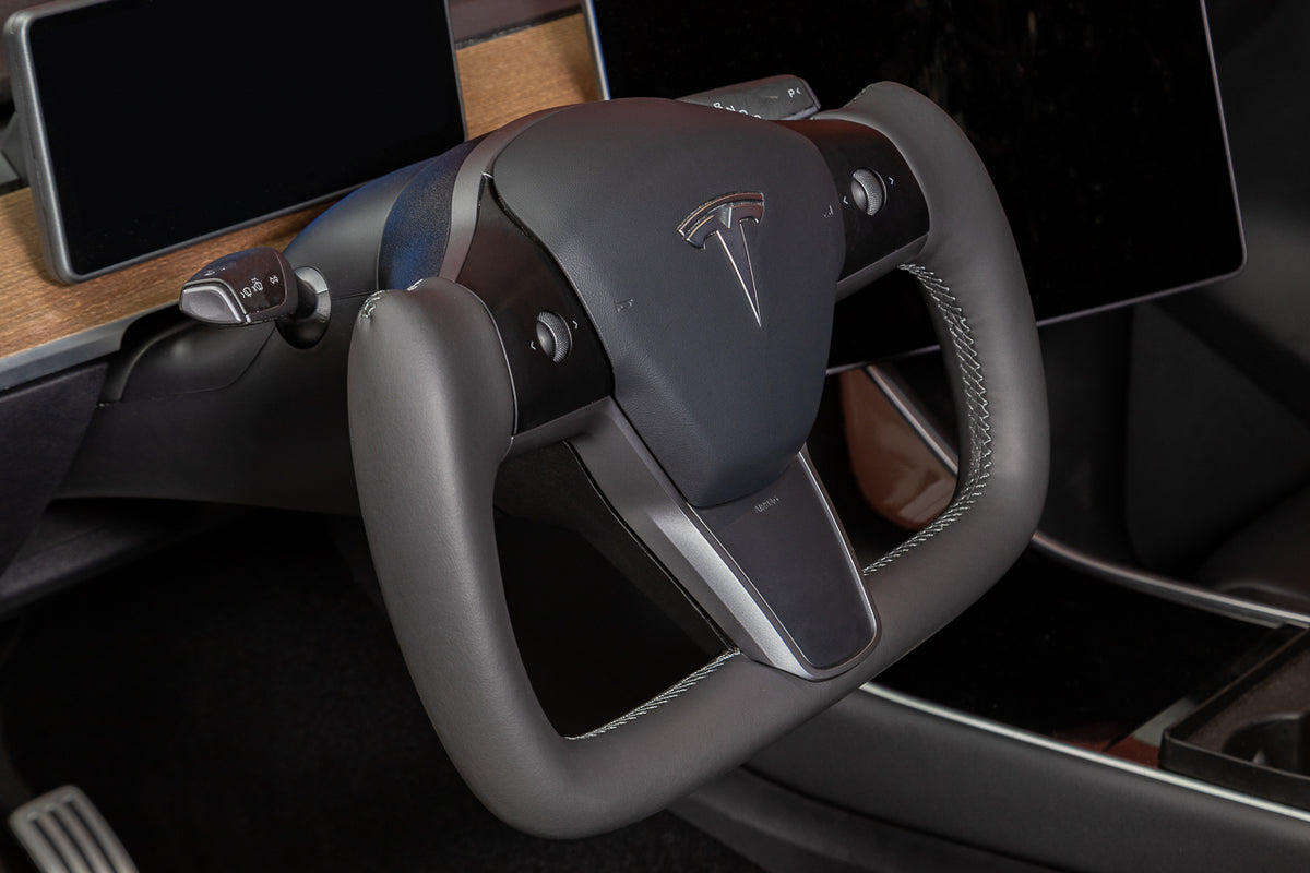 Tesla Model 3 / Y Premium Yoke Steering Wheel with Stitched Leather &amp; Heated Grips