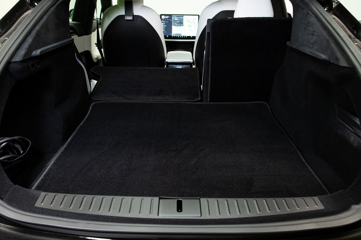Tesla Model S Plaid &amp; Long Range Precision Fit Customizable Premium Carpet Floor &amp; Cargo Mats, 2021-Present