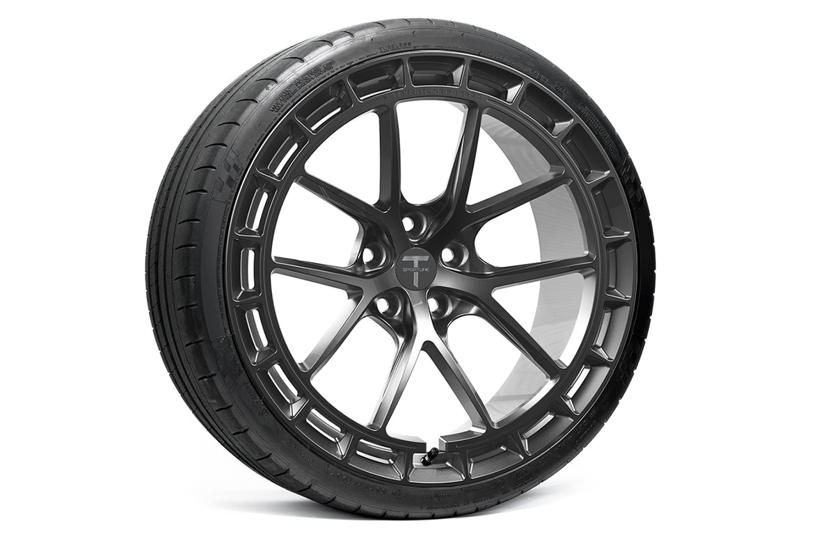 TSW115A Aero 21&quot; Superwide Tesla Model S Plaid &amp; Long Range Fully Forged Lightweight Tesla Wheel and Tire Package (Set of 4)