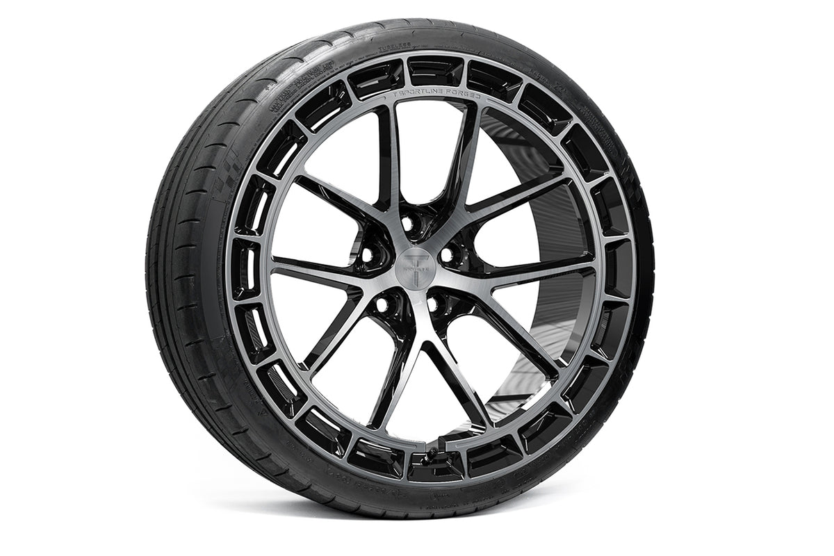 TSW115A Aero 21&quot; Superwide Tesla Model S Plaid &amp; Long Range Fully Forged Lightweight Tesla Wheel and Tire Package (Set of 4)