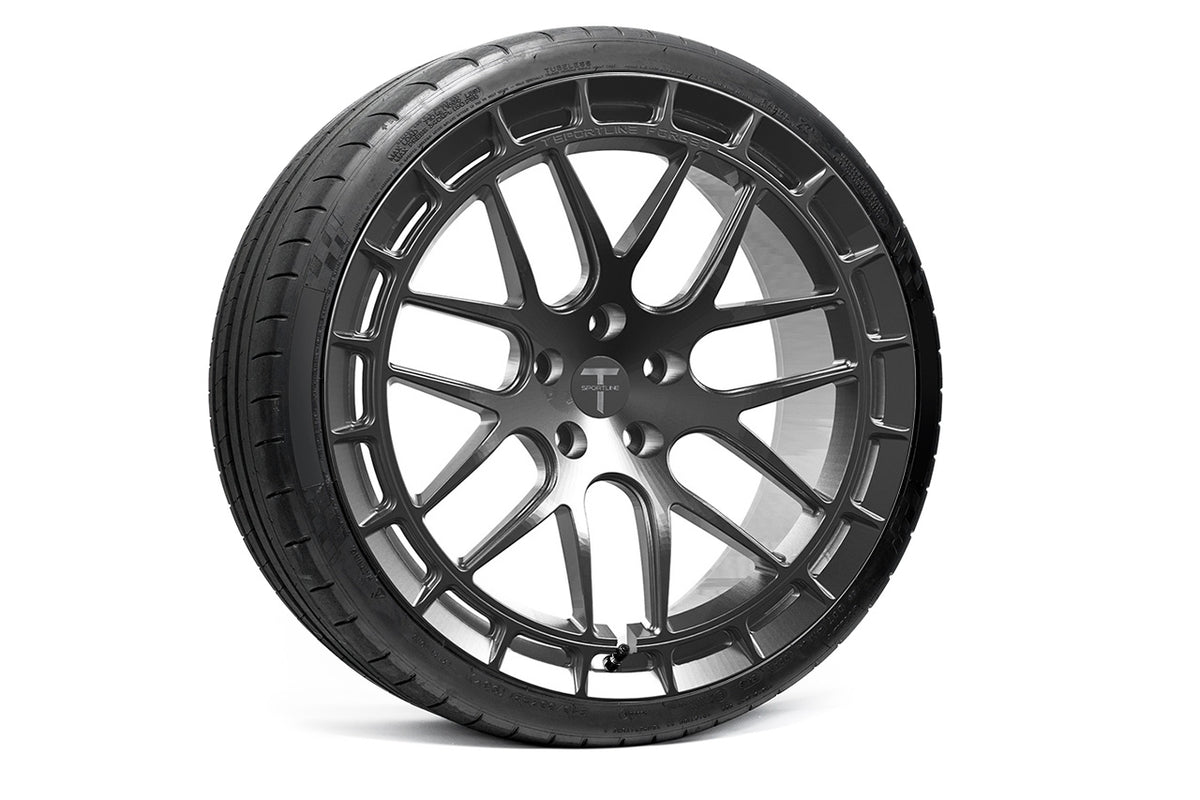 TSW117A 21&quot; Tesla Model S Plaid &amp; Long Range Fully Forged Lightweight Tesla Wheel and Tire Package (Set of 4)