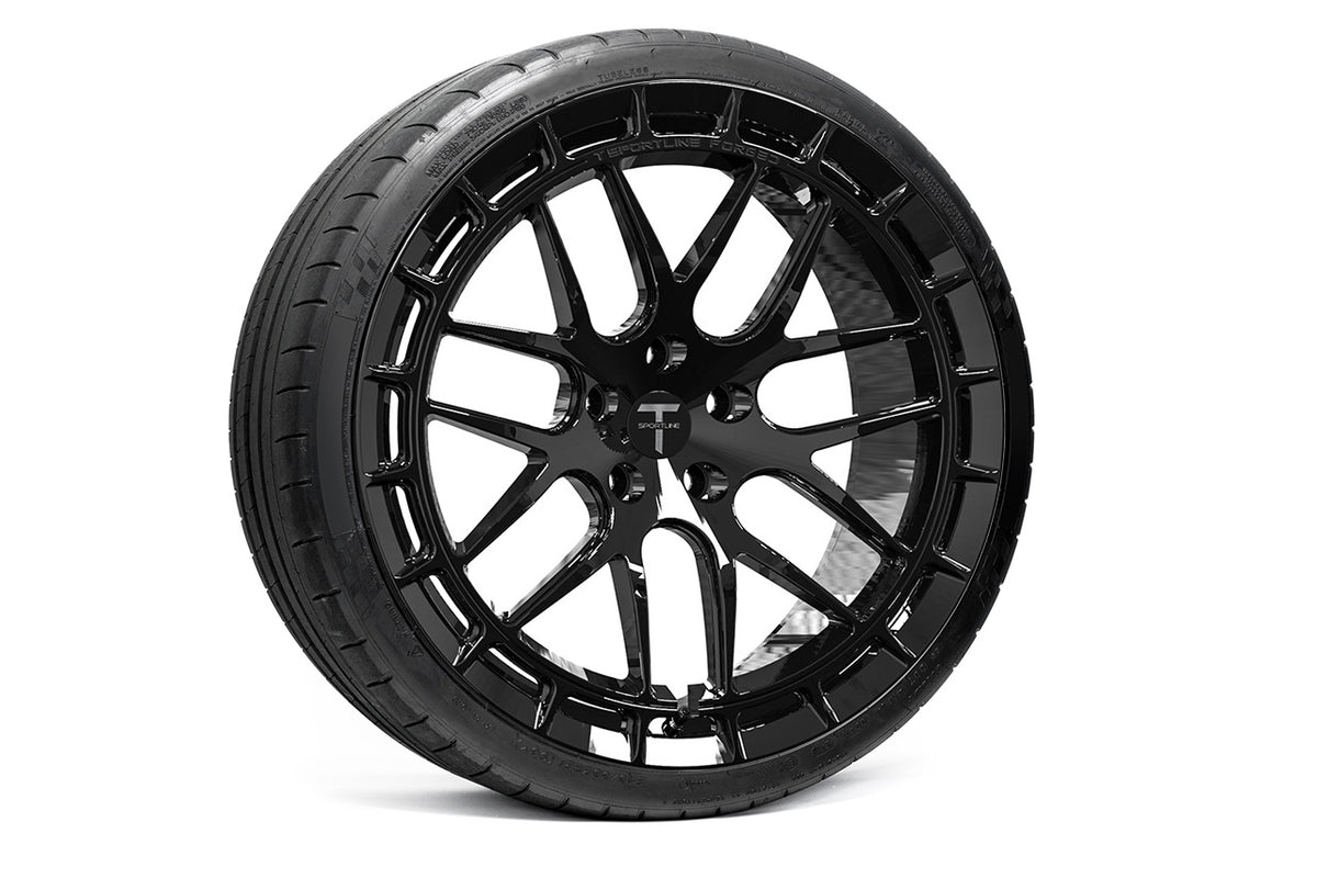 TSW117A 21&quot; Tesla Model S Plaid &amp; Long Range Fully Forged Lightweight Tesla Wheel and Tire Package (Set of 4)