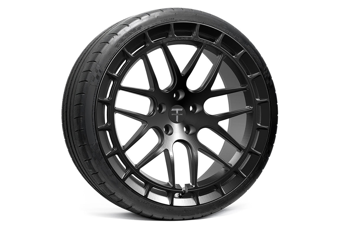 TSW117A 21&quot; Tesla Model S Plaid &amp; Long Range Fully Forged Lightweight Tesla Wheel and Tire Package (Set of 4)