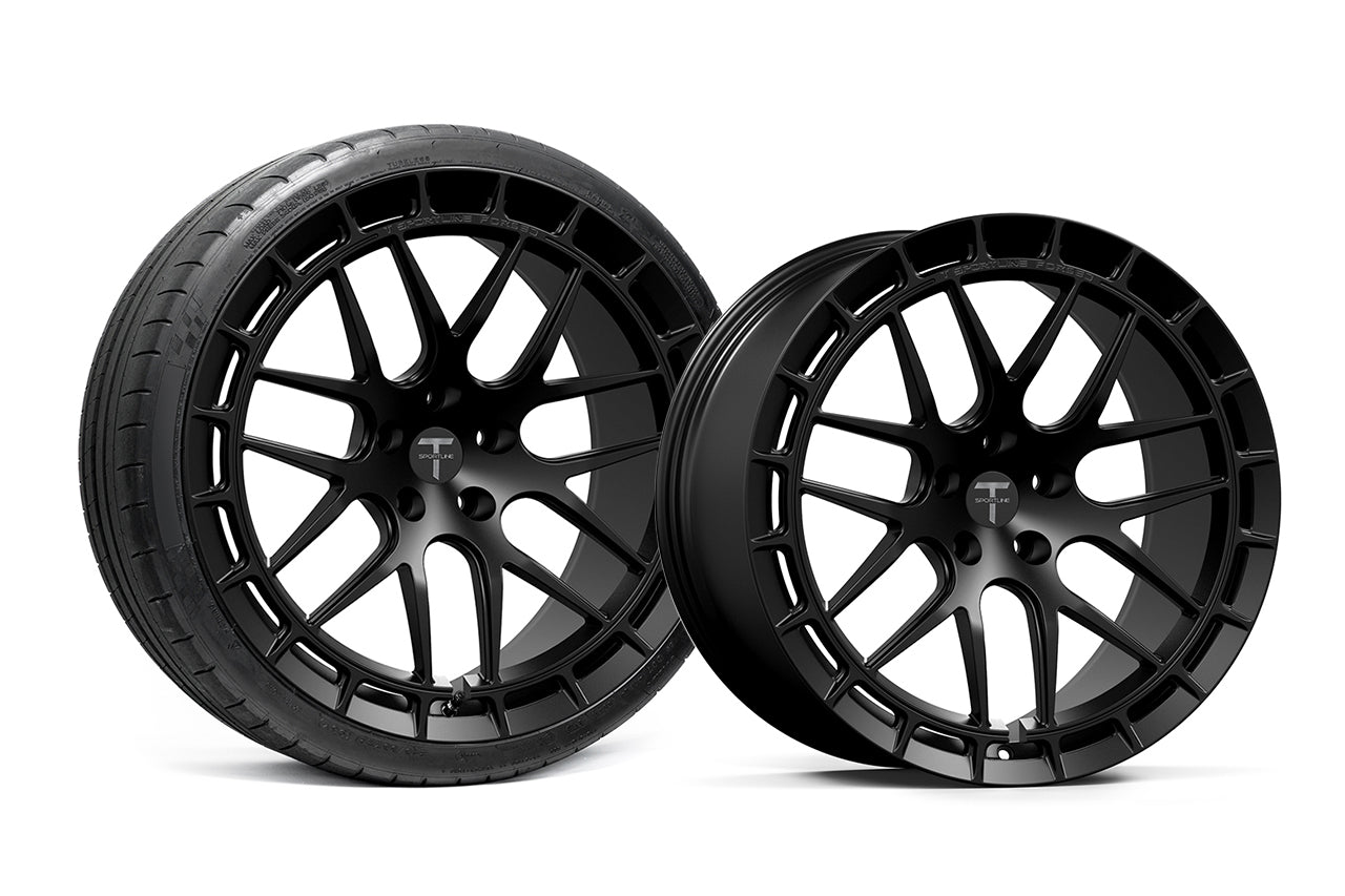 TSW117A 21" Tesla Model S Plaid & Long Range Fully Forged Lightweight Tesla Wheel and Tire Package (Set of 4)