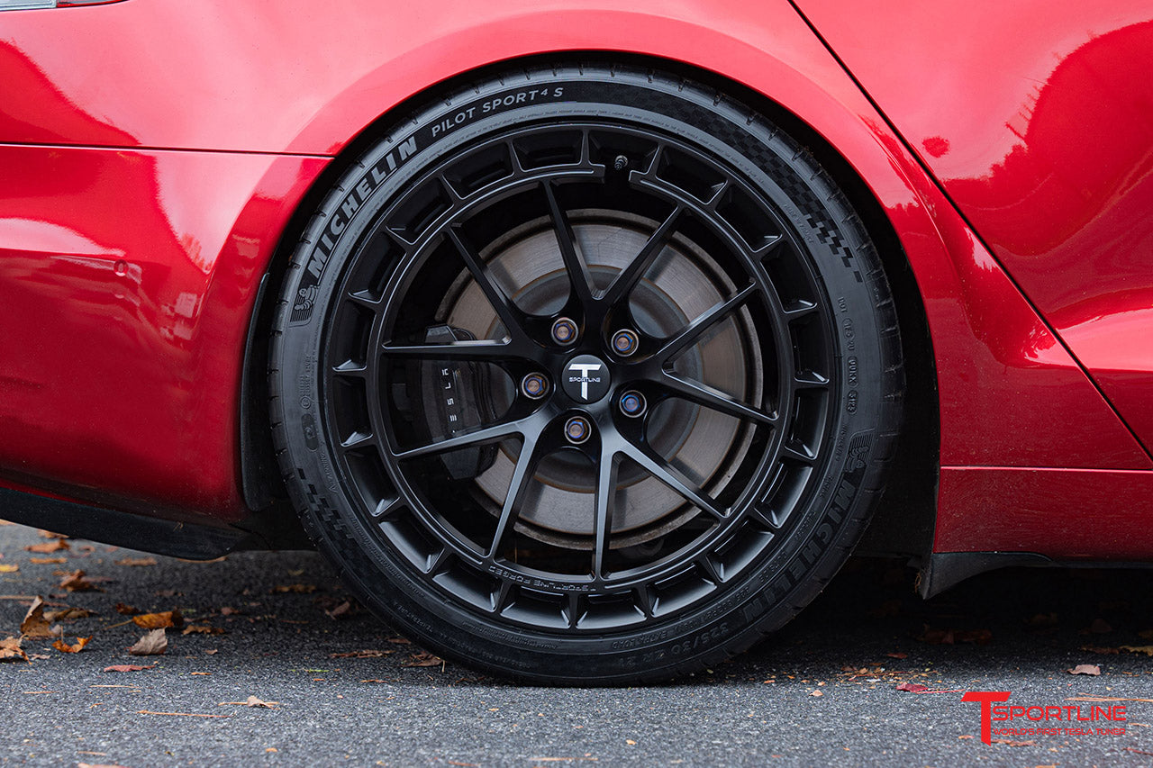 TSW115A Aero 21" Superwide Tesla Model S Plaid & Long Range Fully Forged Lightweight Tesla Wheel and Tire Package (Set of 4)