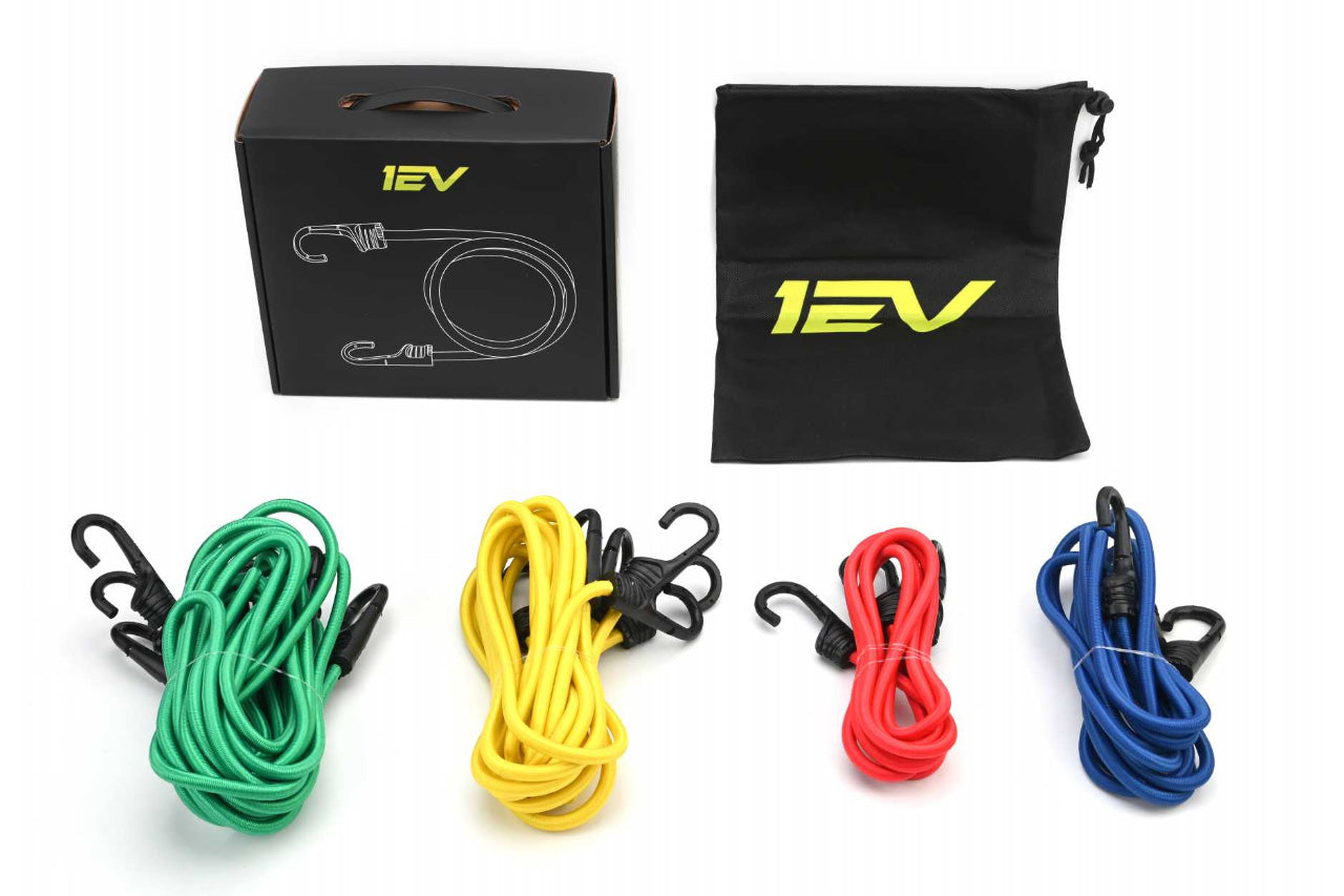 13 pc Assorted Medium & Long Bungee Cord Straps and Tote Kit - Tesla Cybertruck Bed