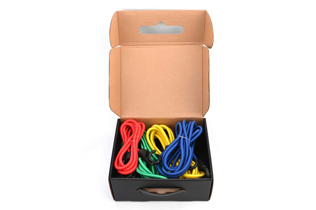 13 pc Assorted Medium & Long Bungee Cord Straps and Tote Kit - Tesla Cybertruck Bed