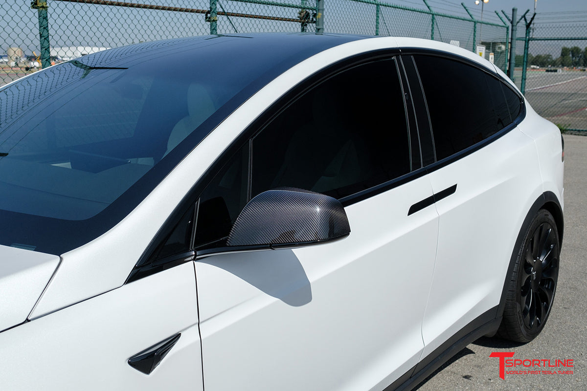 Chrome Delete Vinyl Overlay fitting the 2017-2022 Tesla Model 3 Mirrors