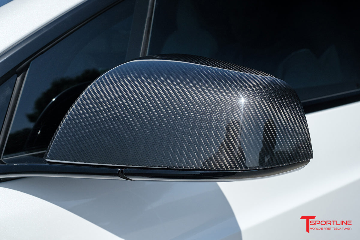 Tesla Model X Precision Carbon Fiber Side Mirror Caps (Set of 2)