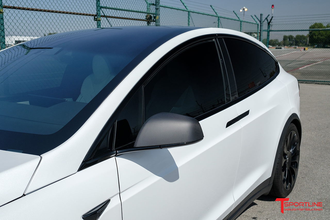 Tesla Model X Precision Carbon Fiber Side Mirror Caps (Set of 2)