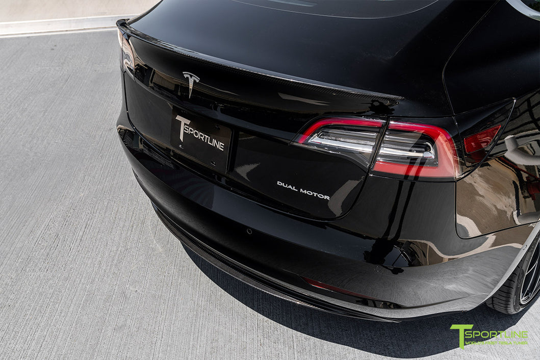 Tesla Model 3 Carbon Fiber Rear Diffuser - T Sportline - Tesla Model S, 3,  X & Y Accessories