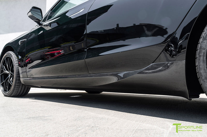 Tesla Model 3 Carbon Fiber Side Skirts (Rocker Panel) - T Sportline ...