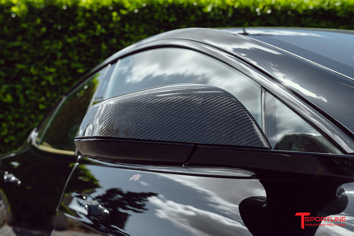 Tesla Model S Precision Carbon Fiber Side Mirror Caps (Set of 2 Covers)
