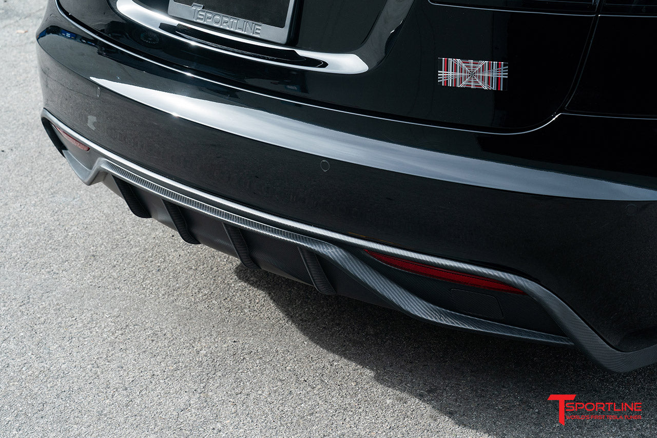 Tesla Model S Long Range & Plaid Carbon Fiber Rear Aero Diffuser (2021 - Present)