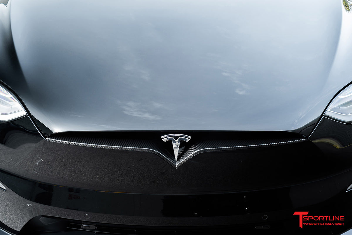 Real Carbon Fiber Trunk Chrome Trim For Tesla Model S 2015-2020
