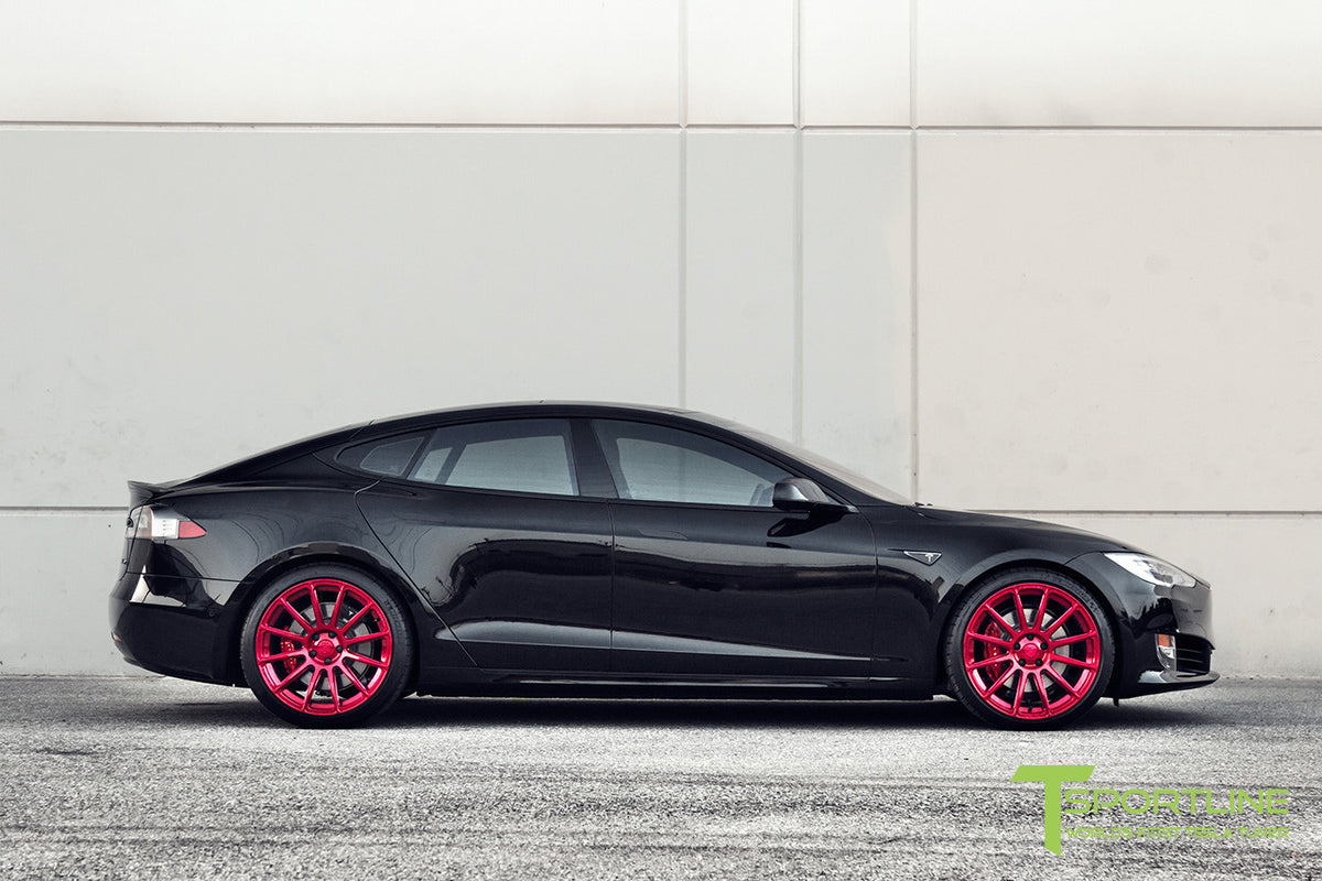 Custom Tesla Model S with TS112 21&quot; Forged Wheels and Chrome Delete in Satin Black