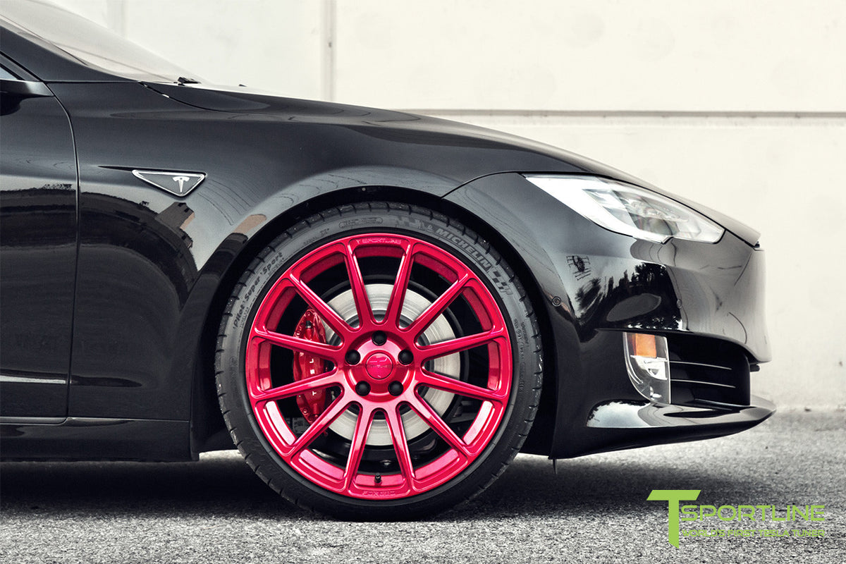 Custom Tesla Model S with TS112 21&quot; Forged Wheels and Chrome Delete in Satin Black