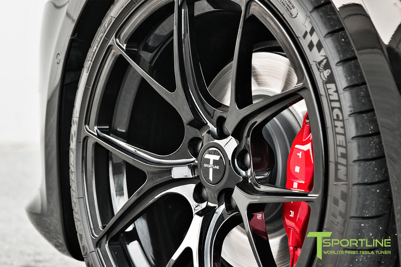 Custom Tesla Model S with TS115 21" Forged Wheels and Chrome Delete in Satin Black
