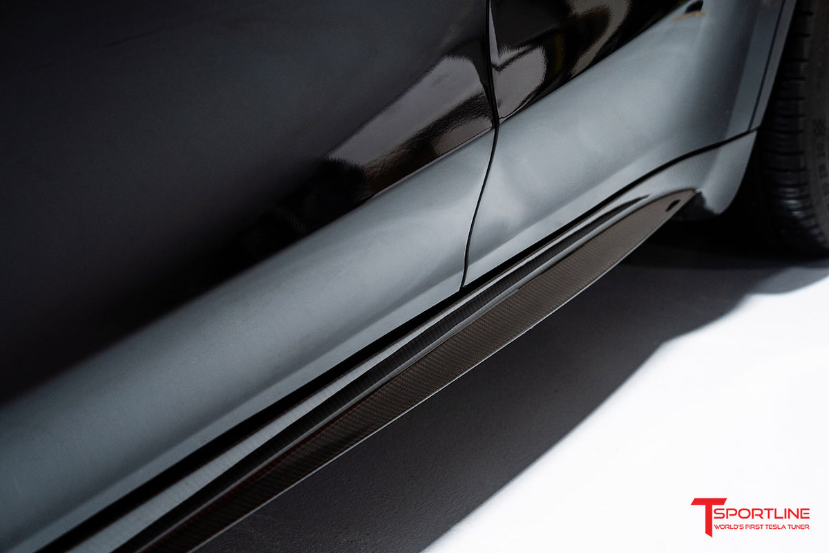 Tesla Model Y Carbon Fiber Side Skirts (Rocker Panel) - T Sportline ...