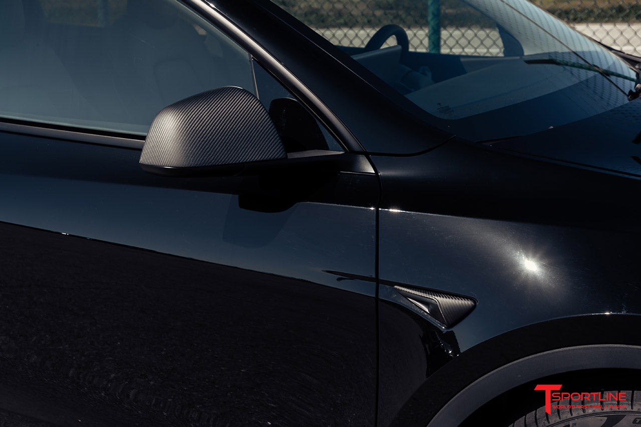 Tesla Model Y Precision Carbon Fiber Side Mirror Caps (Set of 2 Covers)