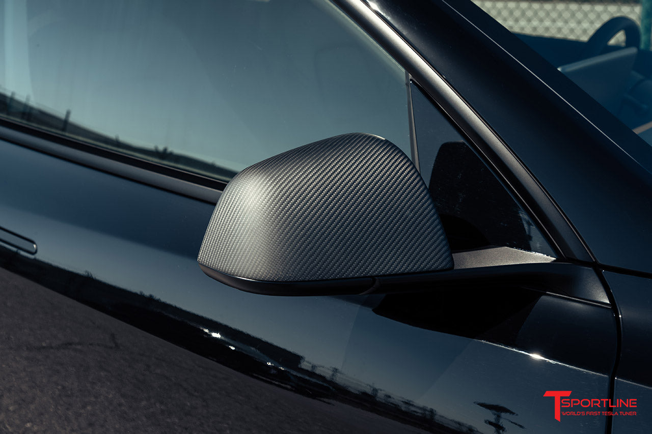 Tesla Model Y Precision Carbon Fiber Side Mirror Caps (Set of 2 Covers)