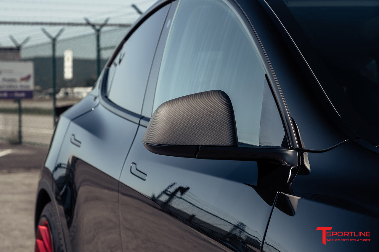 Tesla Model Y Precision Carbon Fiber Side Mirror Caps (Set of 2 Covers)