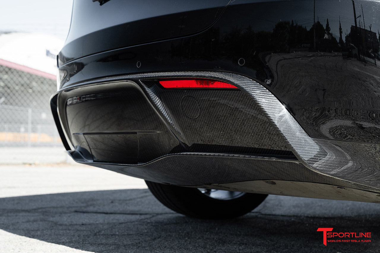 Tesla Model Y Carbon Fiber Rear Diffuser - T Sportline - Tesla Model S, 3,  X & Y Accessories