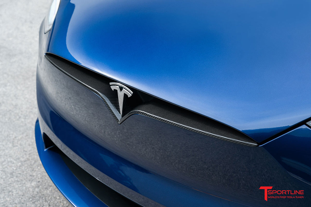 Tesla Model X Carbon Fiber Front V Trim - T Sportline - Tesla Model S, 3, X  & Y Accessories