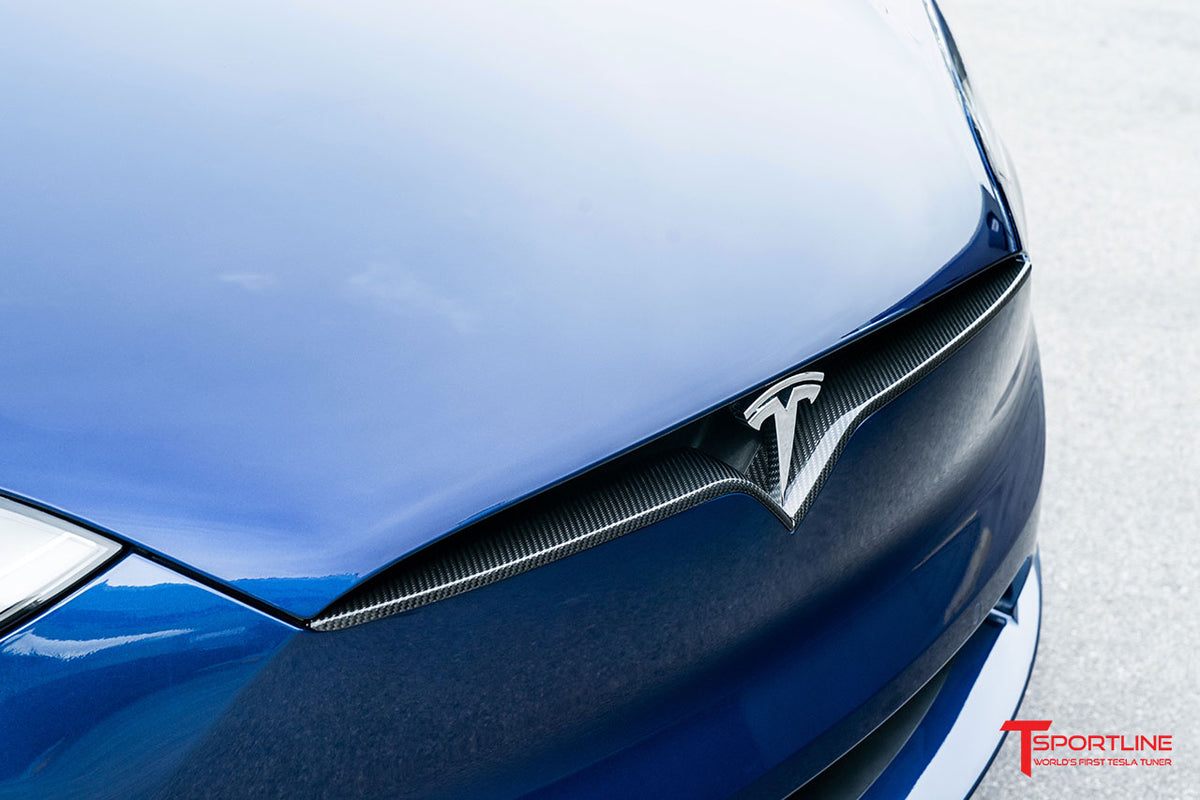 Tesla Model X Carbon Fiber Front V Trim - T Sportline - Tesla Model S, 3, X  & Y Accessories