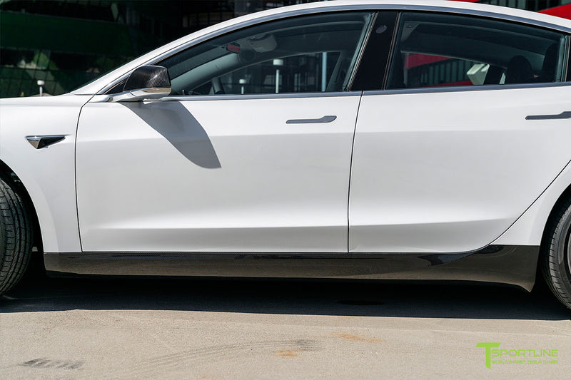 Tesla Model 3 Carbon Fiber Side Skirts (Rocker Panel) - T Sportline ...