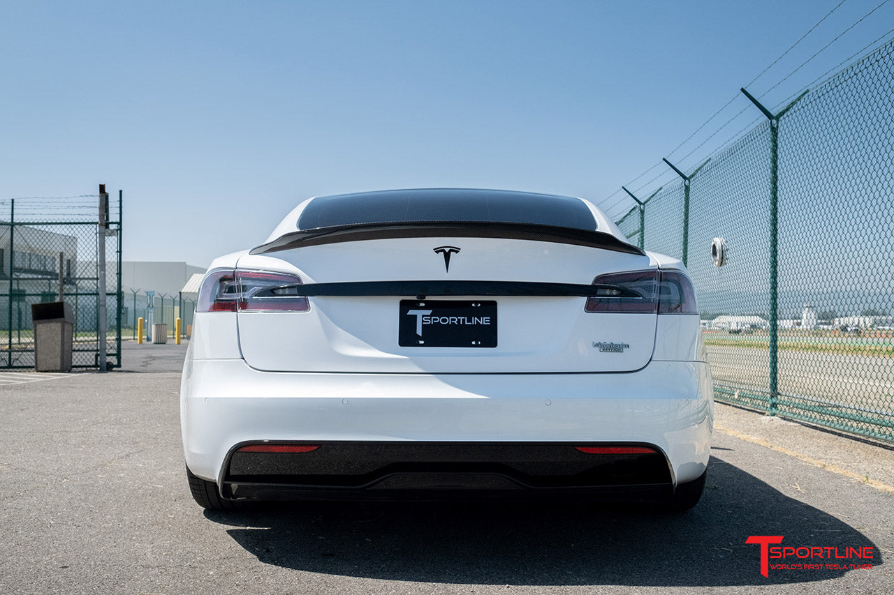  Car Rear Tailgate Trunk Lid Trim for Tesla Model S Refresh Long  Range(Not for Plaid) 2021 2022 2023, Genuine Carbon Fiber Back Spoiler Lip  Cover : Automotive