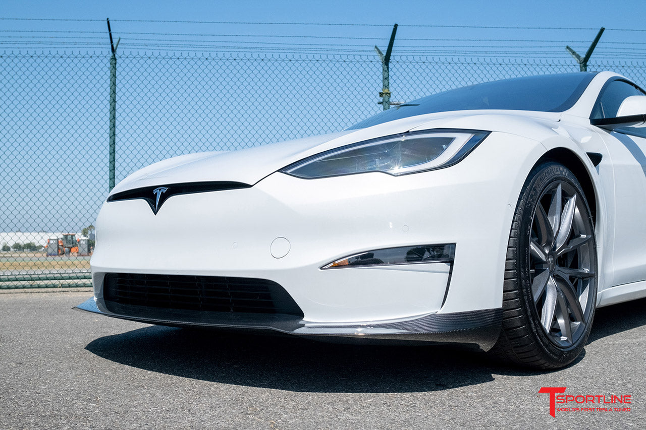 Tesla Model Y Carbon Fiber Front Apron - T Sportline - Tesla Model S, 3, X  & Y Accessories