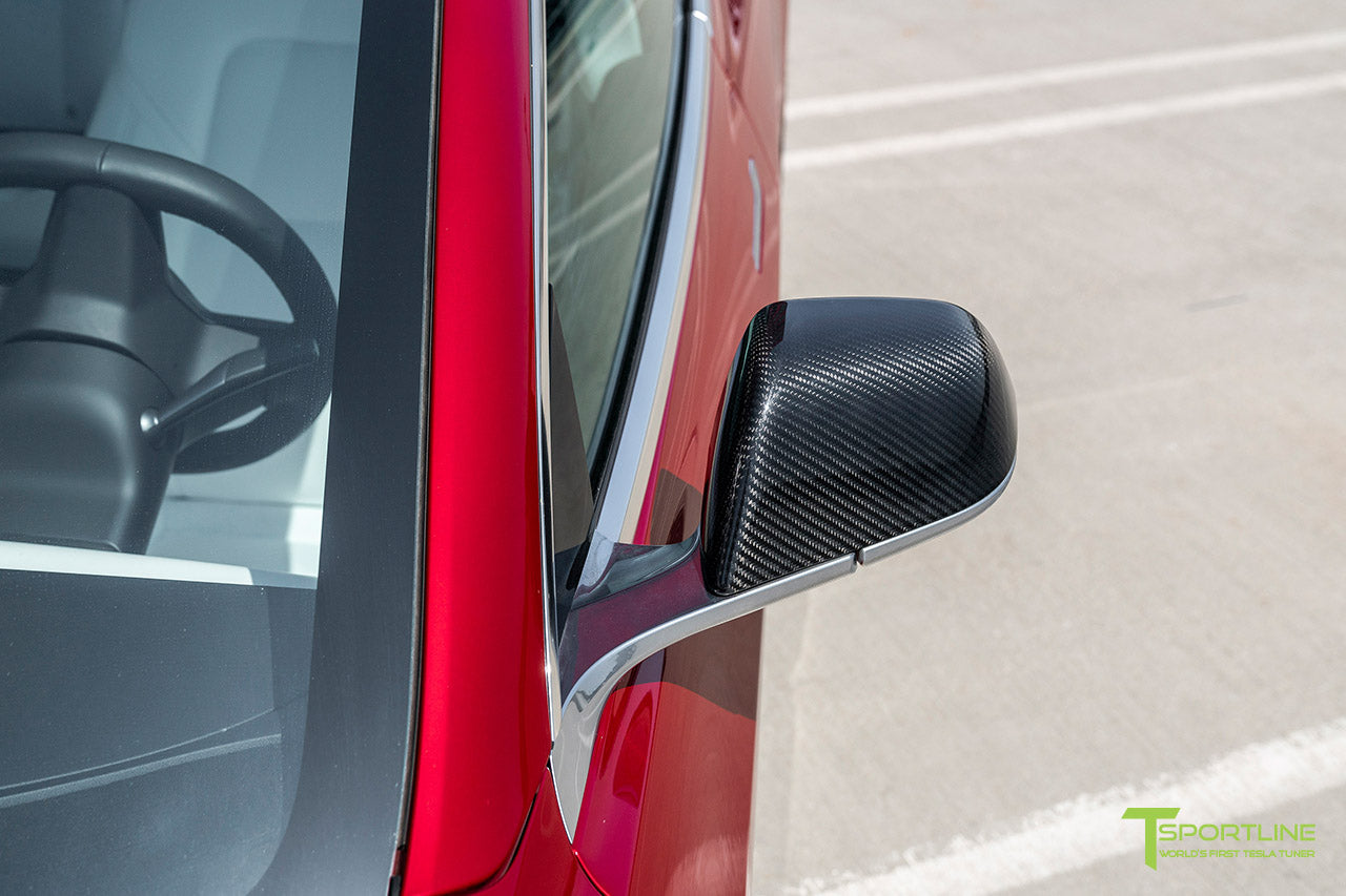 Tesla Model 3 Precision Carbon Fiber Side Mirror Caps (Set of 2 Covers)