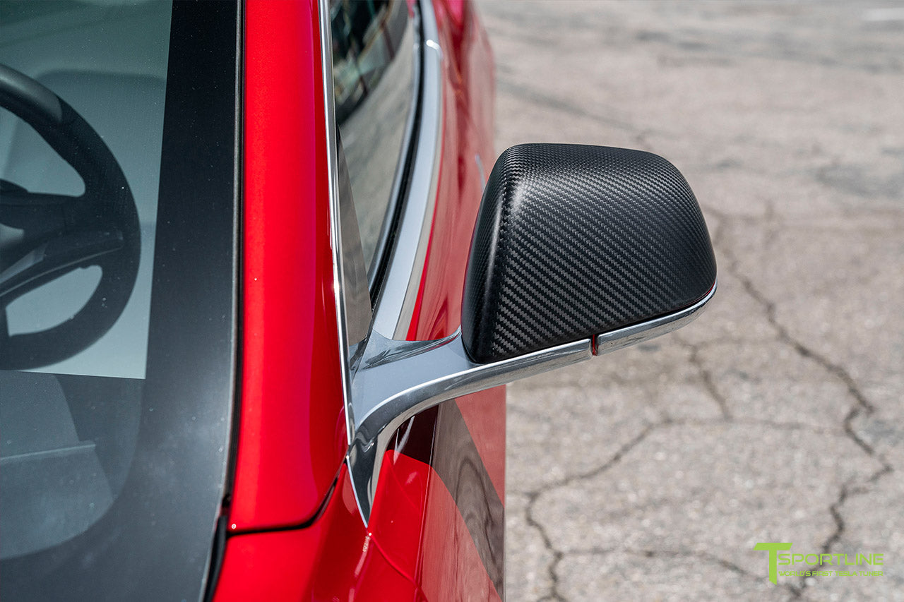 Tesla Model 3 Precision Carbon Fiber Side Mirror Caps (Set of 2 Covers)