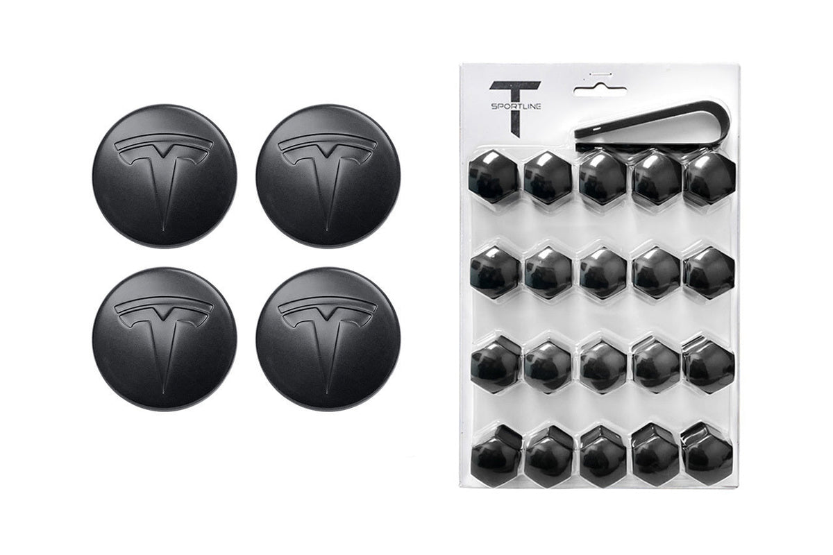 Tesla Model X Factory Center Cap Set and Wheel Lug Nut Cover Set