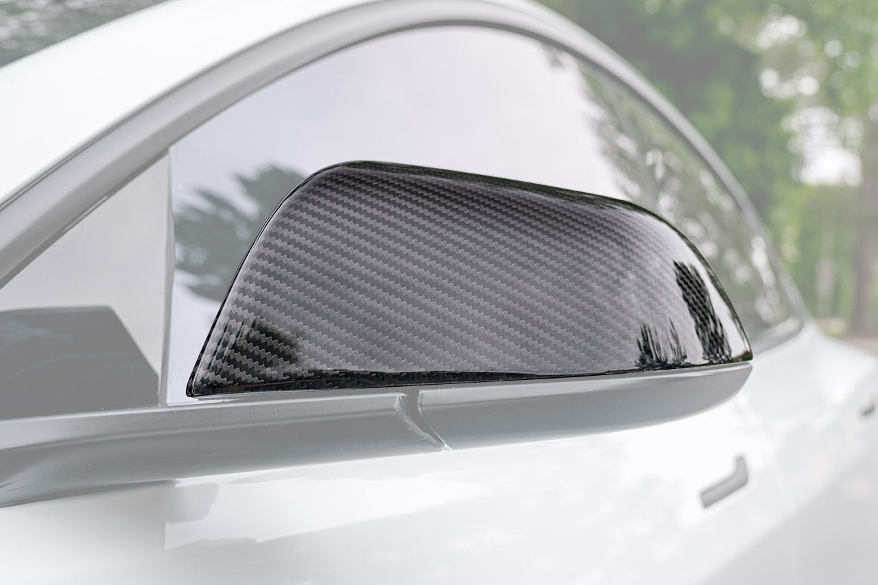 Tesla Model 3 Precision Carbon Fiber Side Mirror Caps (Set of 2 Covers)