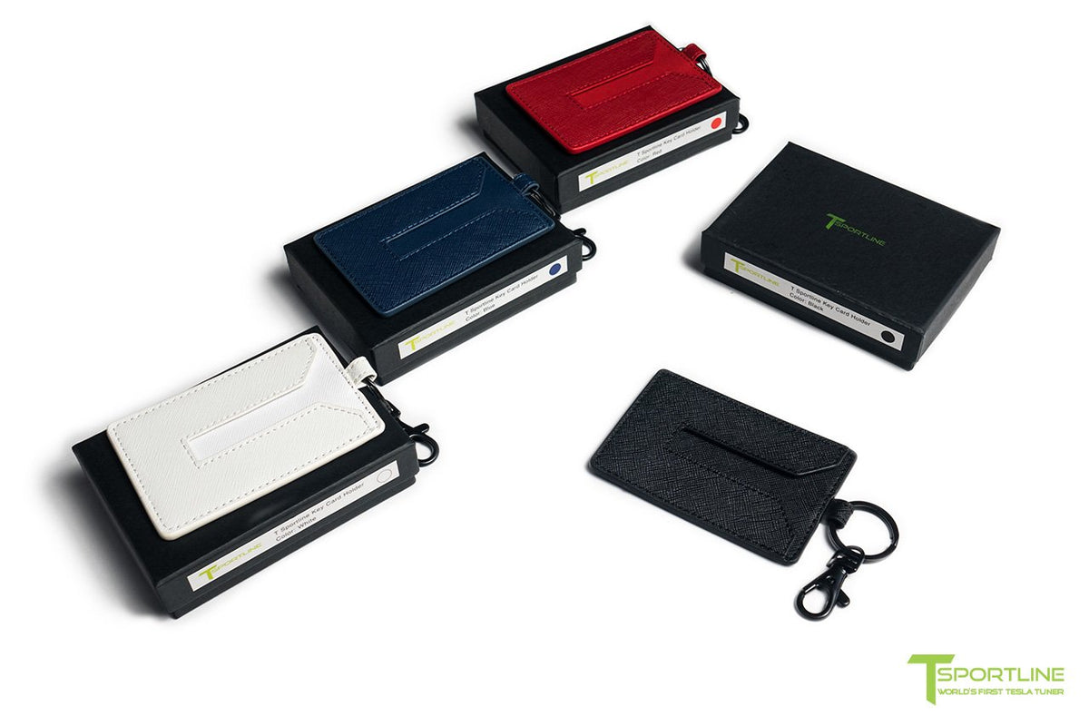 Tesla Model X Long Range &amp; Plaid Leather Key Card Holder (Set of 2)