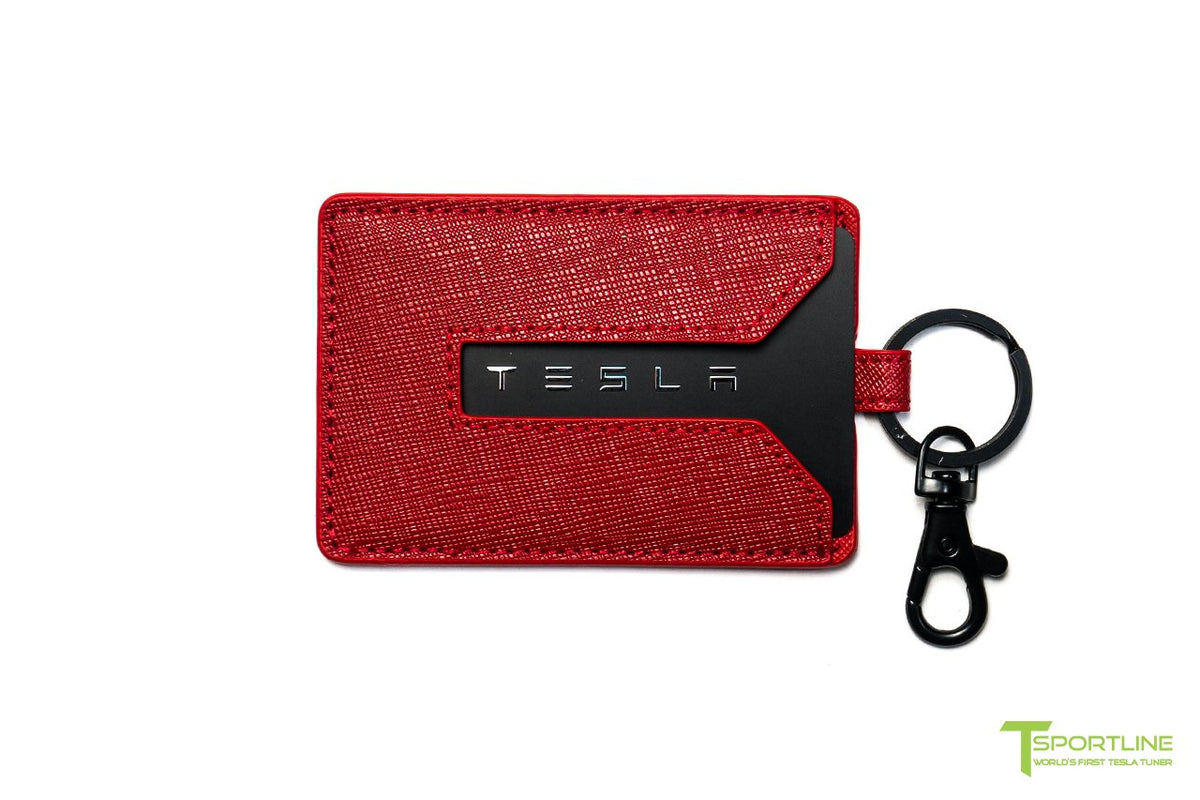Tesla Model X Long Range &amp; Plaid Leather Key Card Holder (Set of 2)