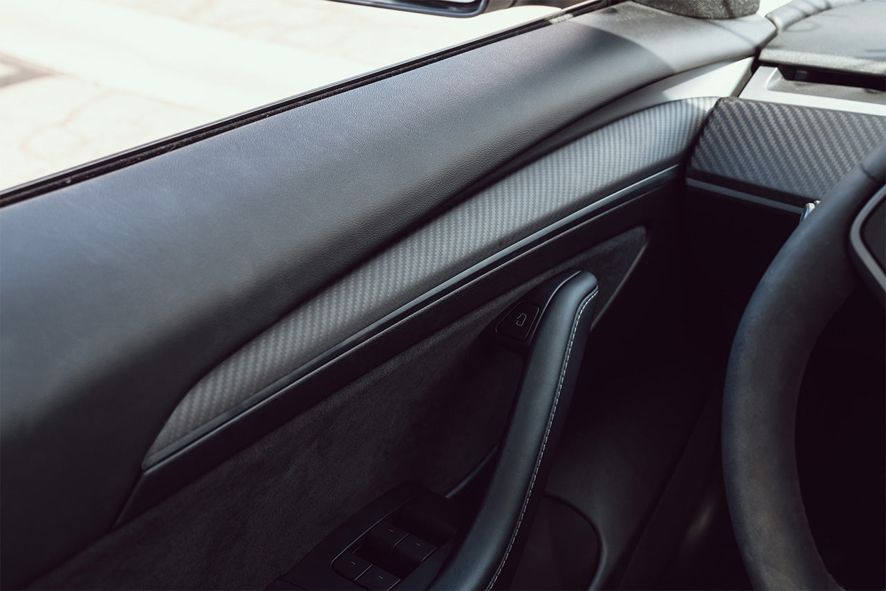 Carbon Fiber Body door Side Trim sill Cover strip fit for Tesla Model 3  18-2021