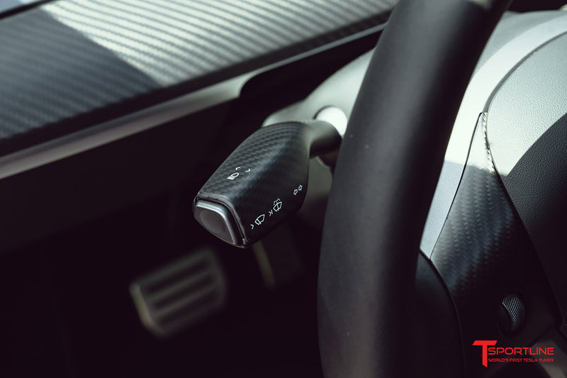 Tesla Model Y Precision Carbon Fiber Turn Signal & Gear Shift Stalk Tr