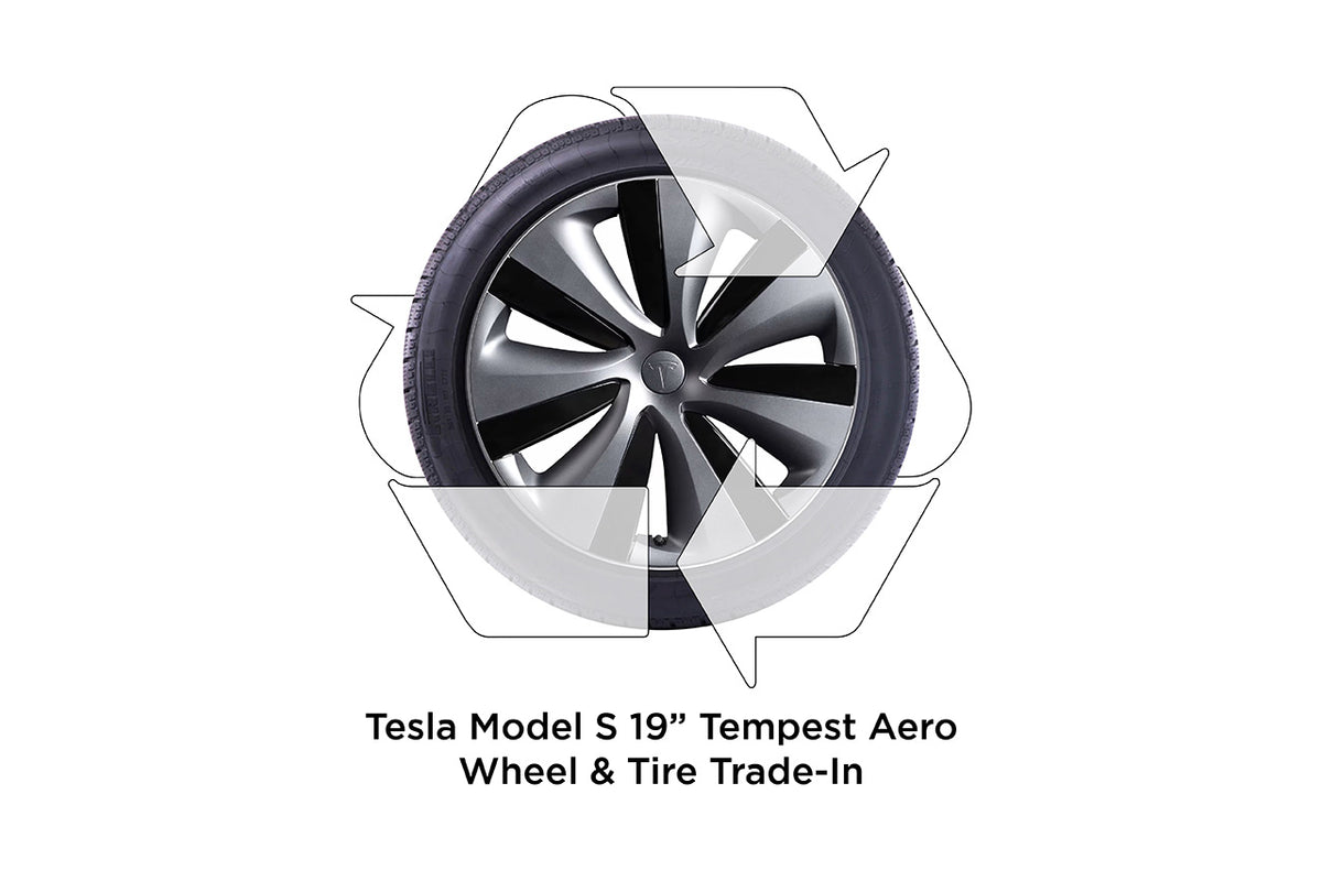 $600 REBATE! Trade-In Your Factory Tesla Model S 19&quot; Tempest Wheel &amp; Tire Set (click for details)