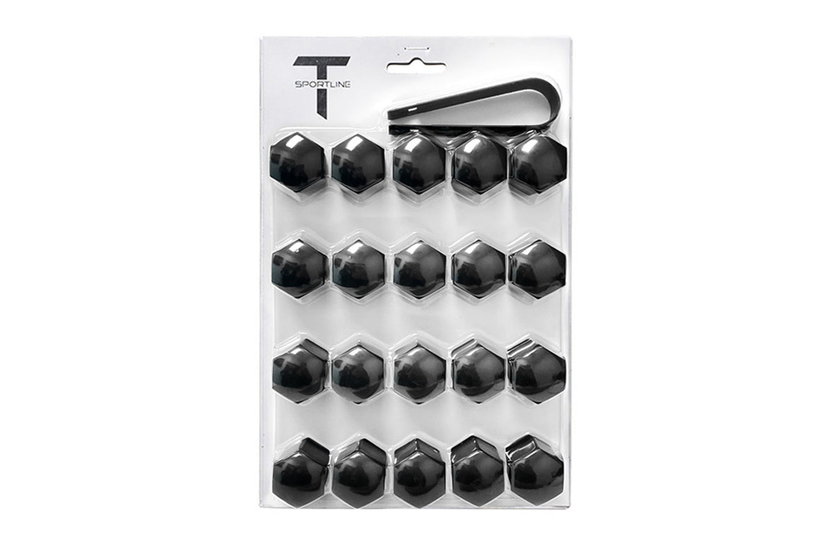 T Sportline Wheel Lug Nut Cover Set - Add to T Sportline Wheel Order in Black or Silver