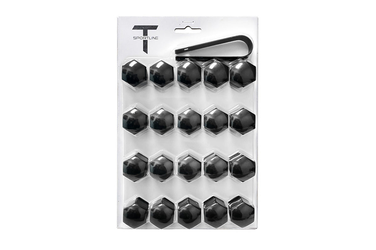 T Sportline Wheel Lug Nut Cover Set - Match to T Sportline Wheel Order in Black or Silver